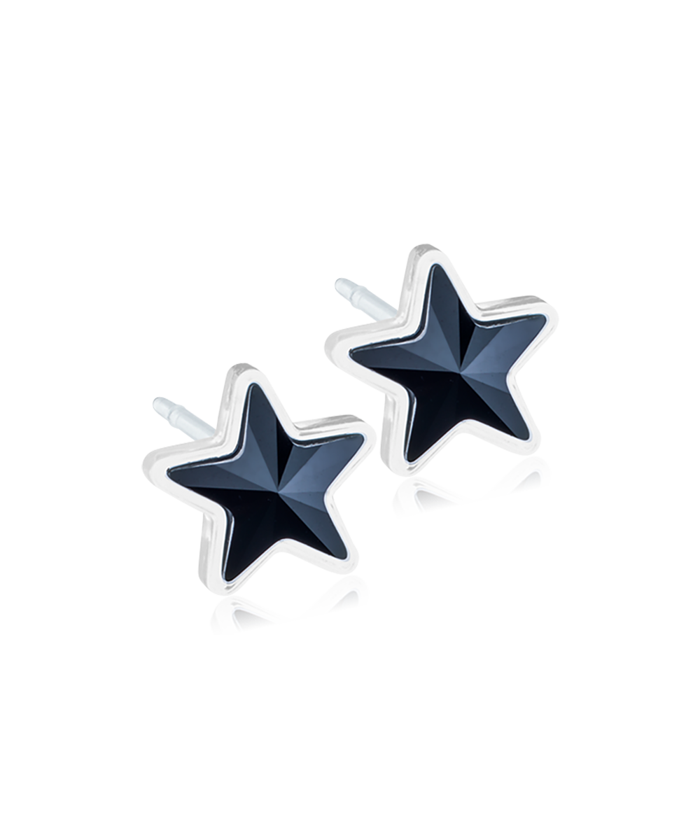 Medical Plastic Star Earrings in Jet 6mm