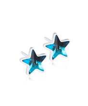 Load image into Gallery viewer, Medical Plastic Star Earrings in Aquamarine 6mm
