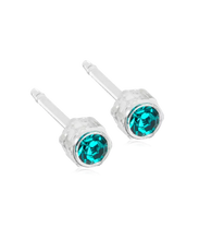 Load image into Gallery viewer, Medical Plastic Blue Zircon Earrings 4mm
