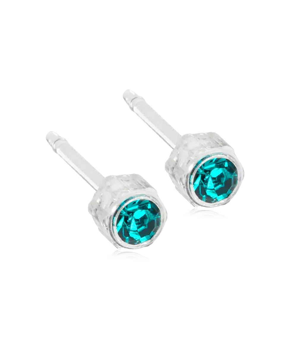 Medical Plastic Blue Zircon Earrings 4mm