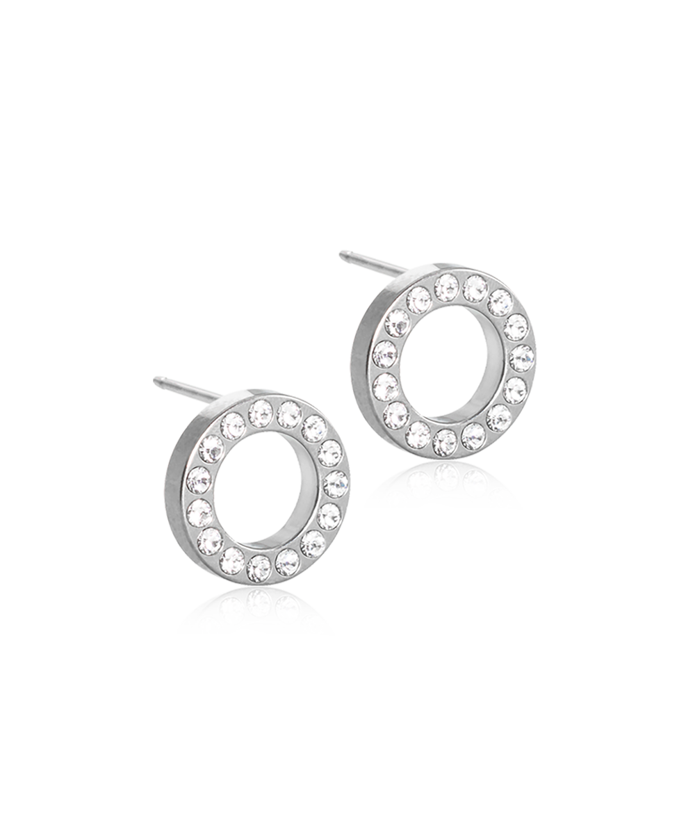 Natural Titanium Brilliance Puck Hollow Crystal Earrings