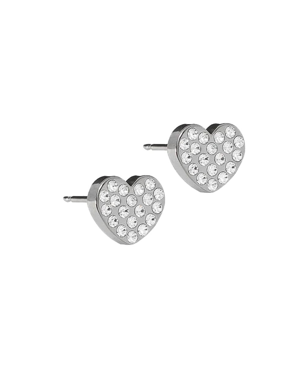 Natural Titanium Brilliance Heart Crystal Earrings 8mm