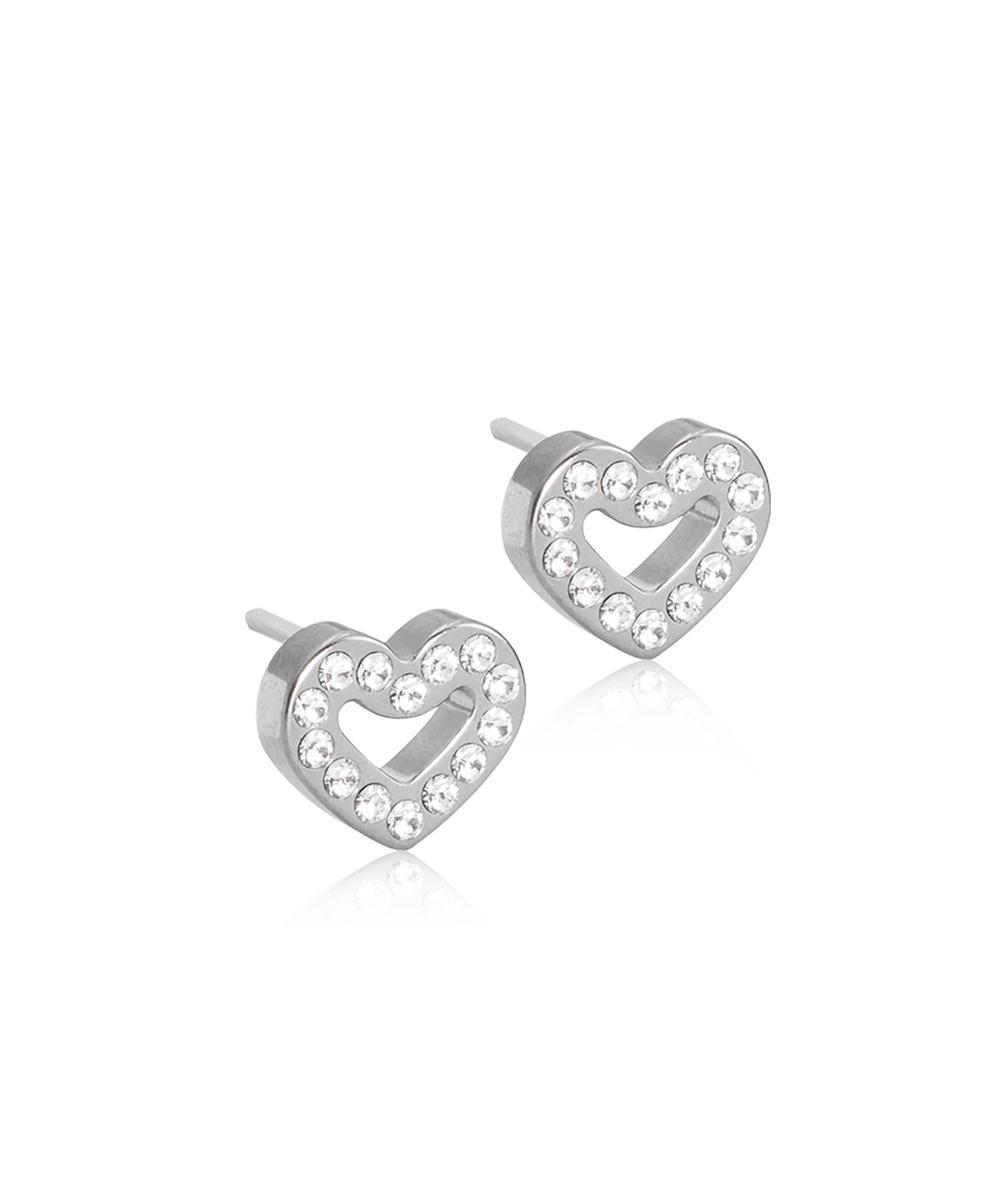 Natural Titanium Brilliance Heart Hollow Earrings