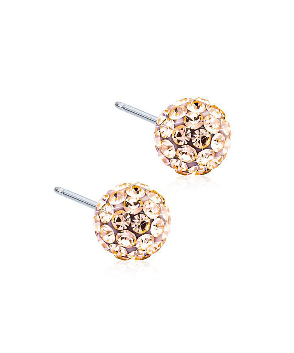 Natural Titanium Crystal Ball Cubic Zirconia Earrings 6mm