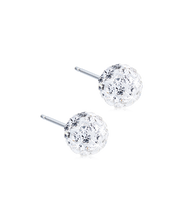 Load image into Gallery viewer, Natural Titanium Crystal Ball Cubic Zirconia Earrings
