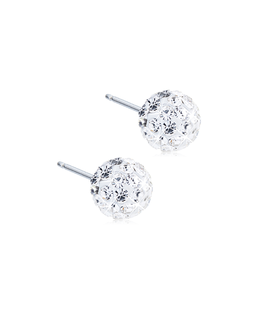 Natural Titanium Crystal Ball Cubic Zirconia Earrings