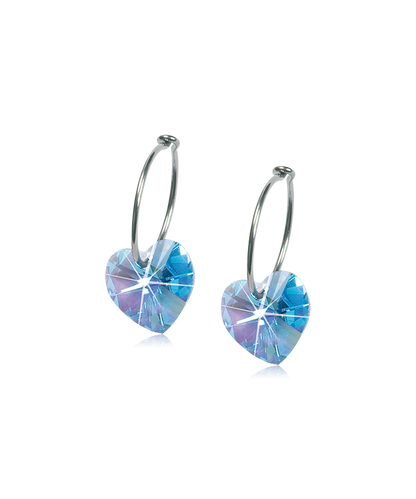 Natural Titanium Heart Crystal Earrings 10mm