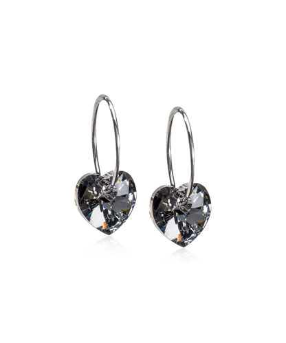 Natural Titanium Heart Crystal Earrings 10mm