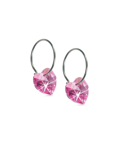 Natural Titanium Heart Crystal Earrings 10mm