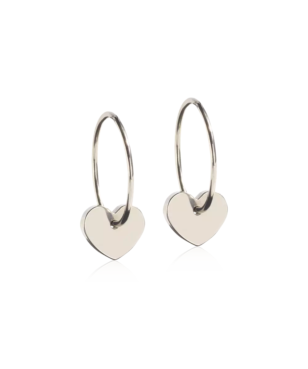Natural Titanium Heart Pendant Ear Rings 8mm