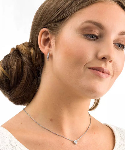 Natural Titanium Pendant Brilliance Curved Crystal Earrings