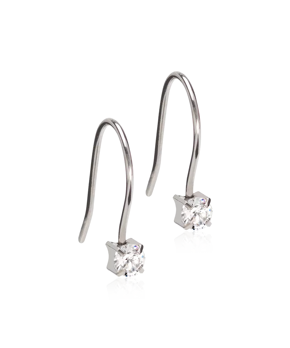 Natural Titanium Cubic Zirconia Tiffany Pendant Earrings 7mm