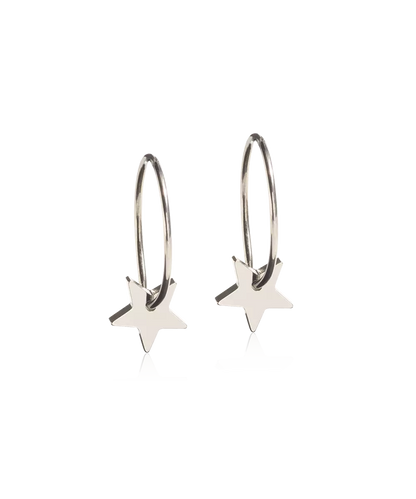 Natural Titanium Star Pendant Ear Rings 8mm