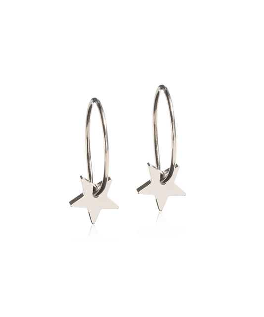 Natural Titanium Star Pendant Ear Rings 8mm