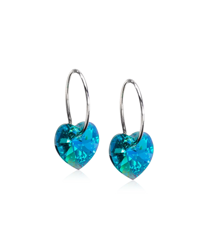 Natural Titanium Heart Crystal Earrings 10mm