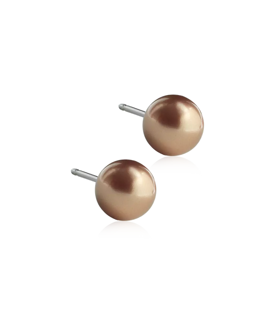 Natural Titanium Pearl Earrings 6mm