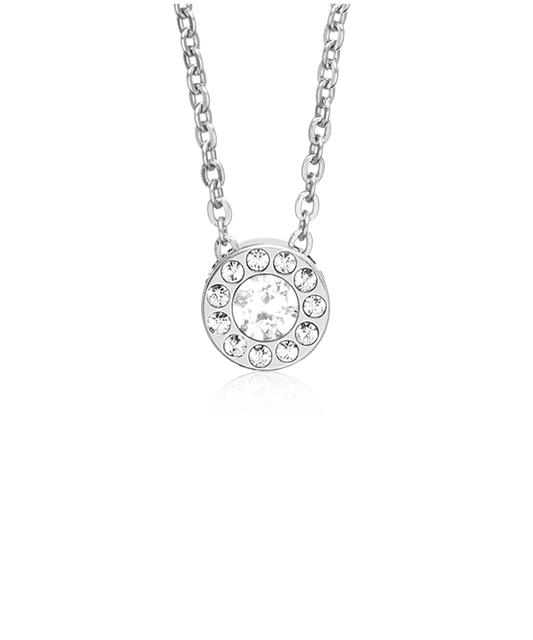 Silver Brilliance Halo 8mm Crystal Necklace