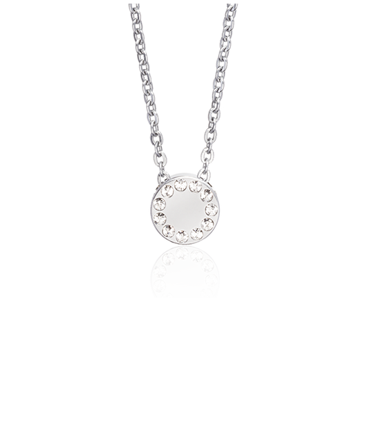 Silver Brilliance Puck 8mm Crystal Necklace