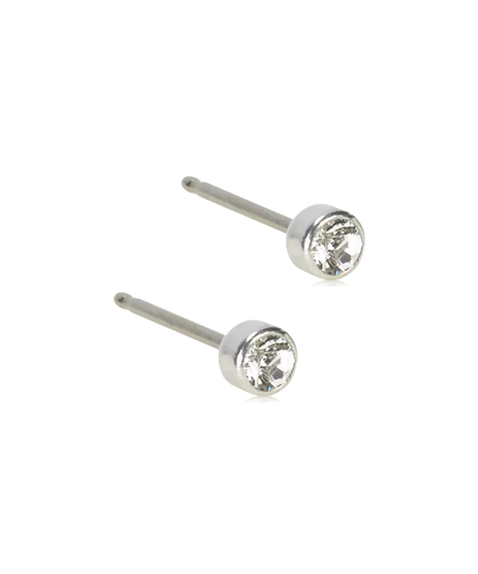 Silver Titanium Bezel Crystal Earrings