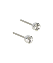 Load image into Gallery viewer, Silver Titanium Bezel Crystal Earrings
