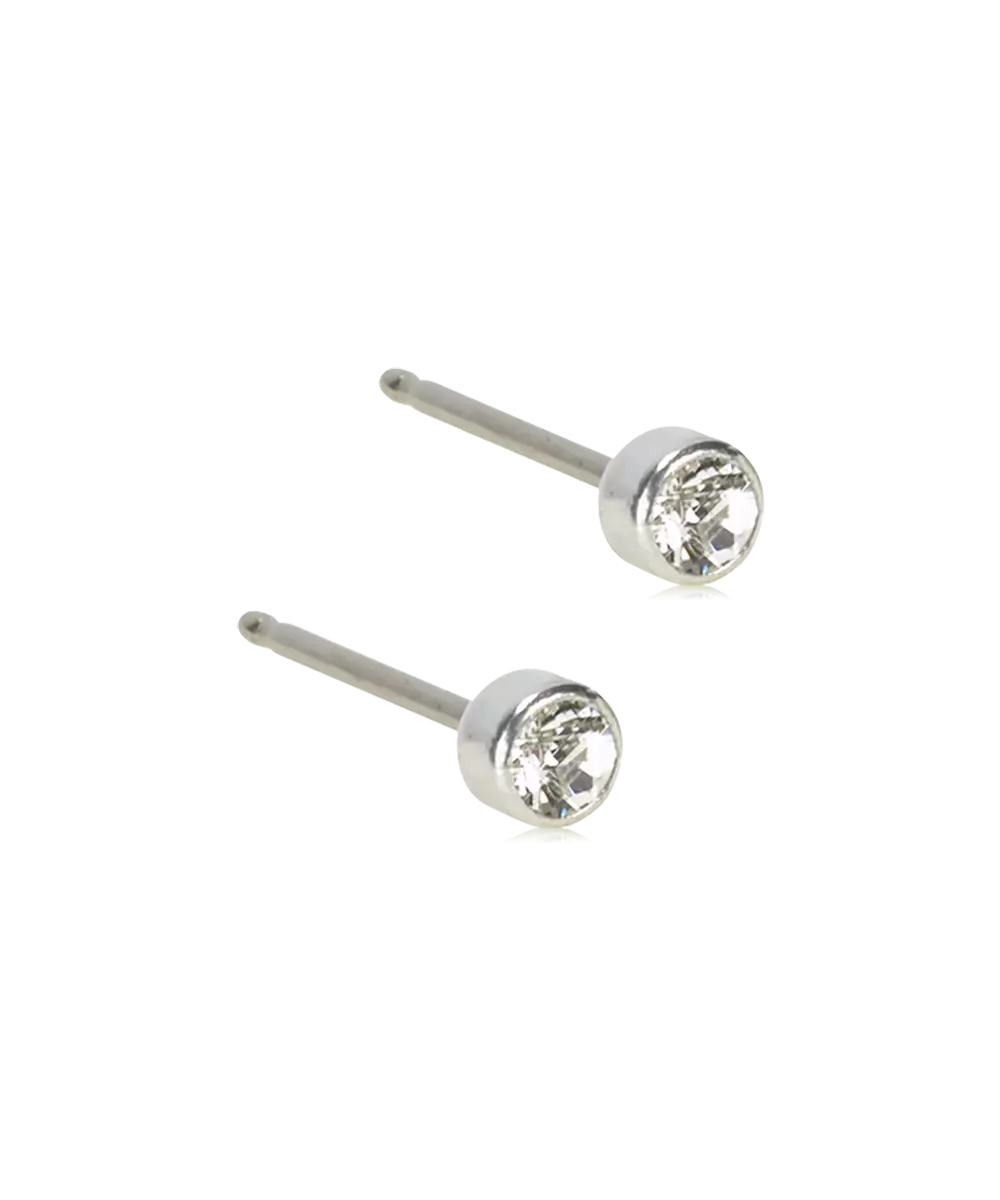 Silver Titanium Bezel Crystal Earrings