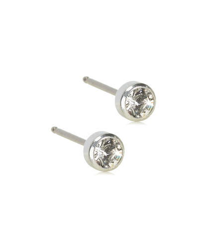 Silver Titanium Bezel Crystal Earrings