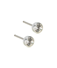 Load image into Gallery viewer, Silver Titanium Bezel Crystal Earrings

