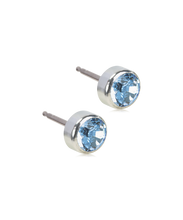 Load image into Gallery viewer, Silver Titanium Bezel Alexandrite Earrings 5mm
