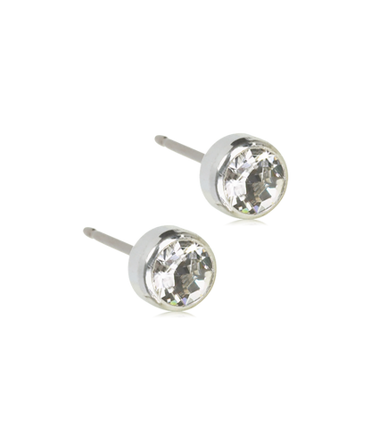 Silver Titanium Bezel Crystal Earrings