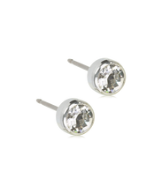 Load image into Gallery viewer, Silver Titanium Bezel Crystal Earrings
