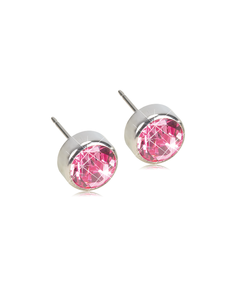 Silver Titanium Bezel Light Rose Earrings 5mm