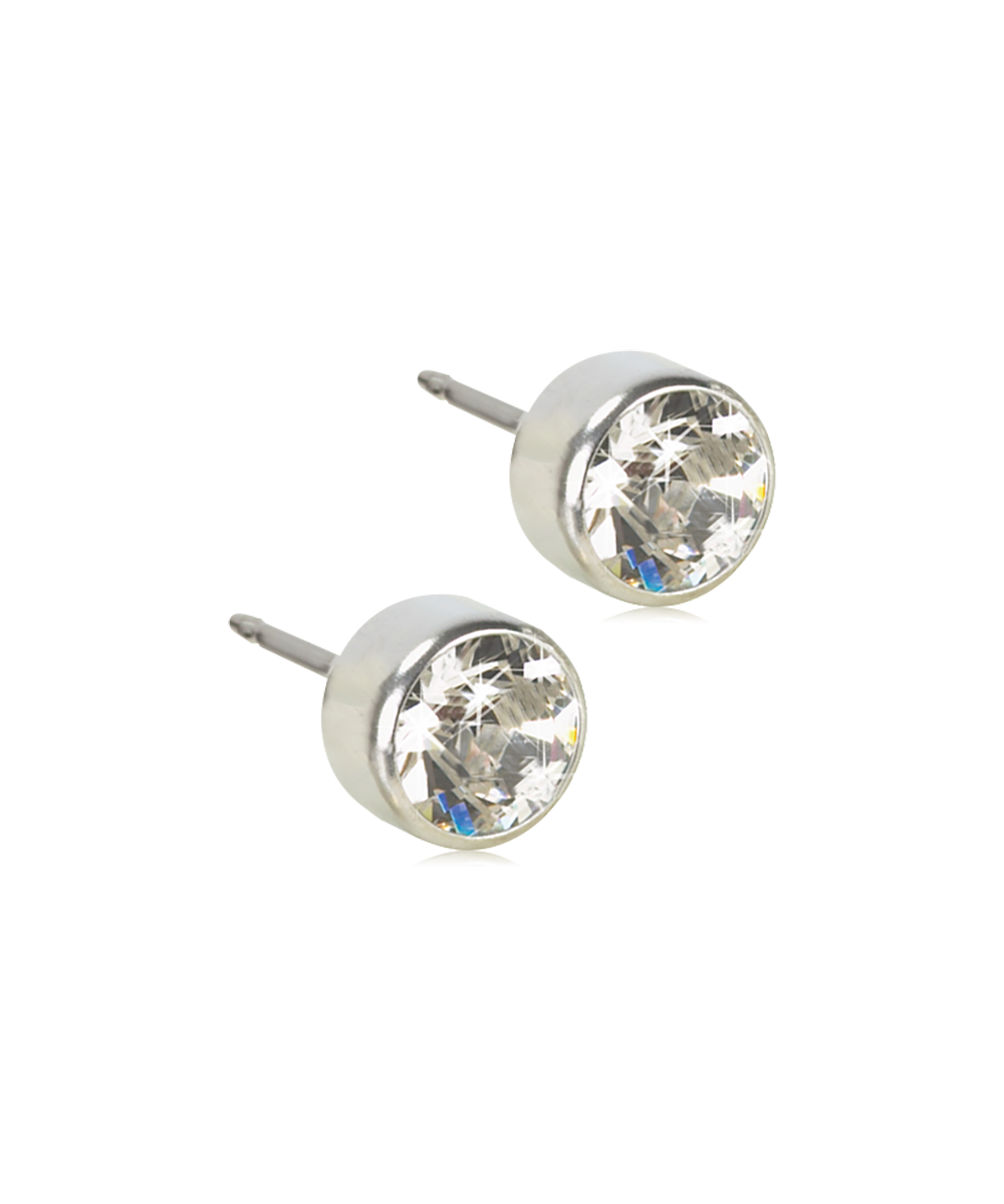 Silver Titanium Bezel Crystal Earrings