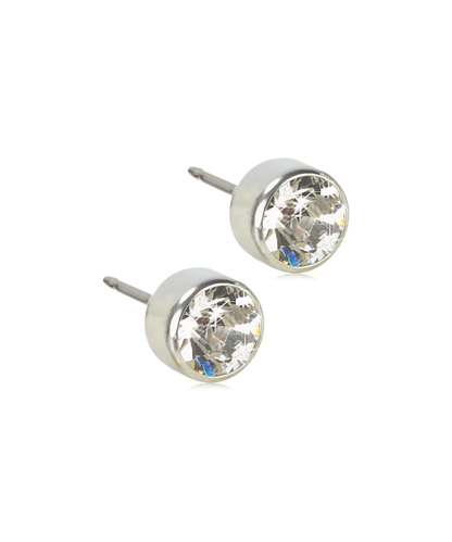 Silver Titanium Bezel Crystal Earrings