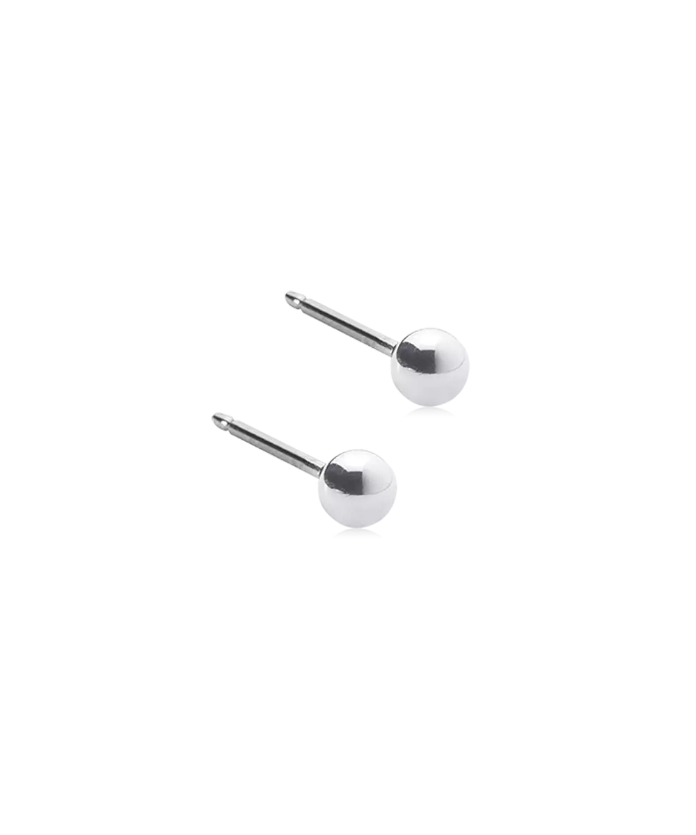Silver Titanium Ball Earrings 3mm
