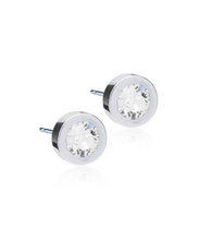 Load image into Gallery viewer, Silver Titanium Grand Crystal Bezel Earrings 8mm
