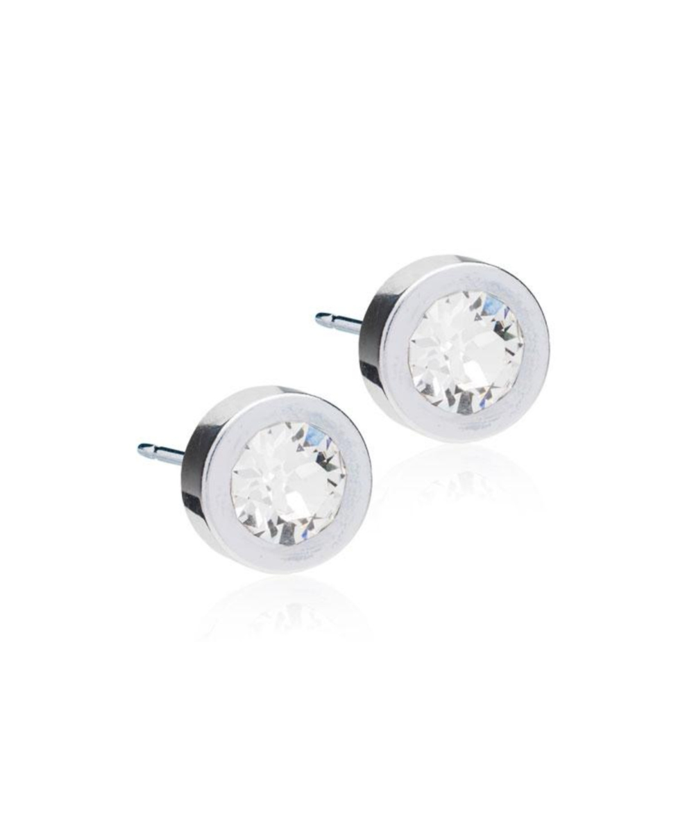 Silver Titanium Grand Crystal Bezel Earrings 8mm