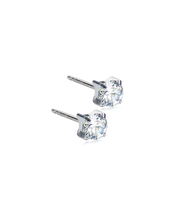 Load image into Gallery viewer, Silver Titanium Cubic Zirconia Tiffany Earrings
