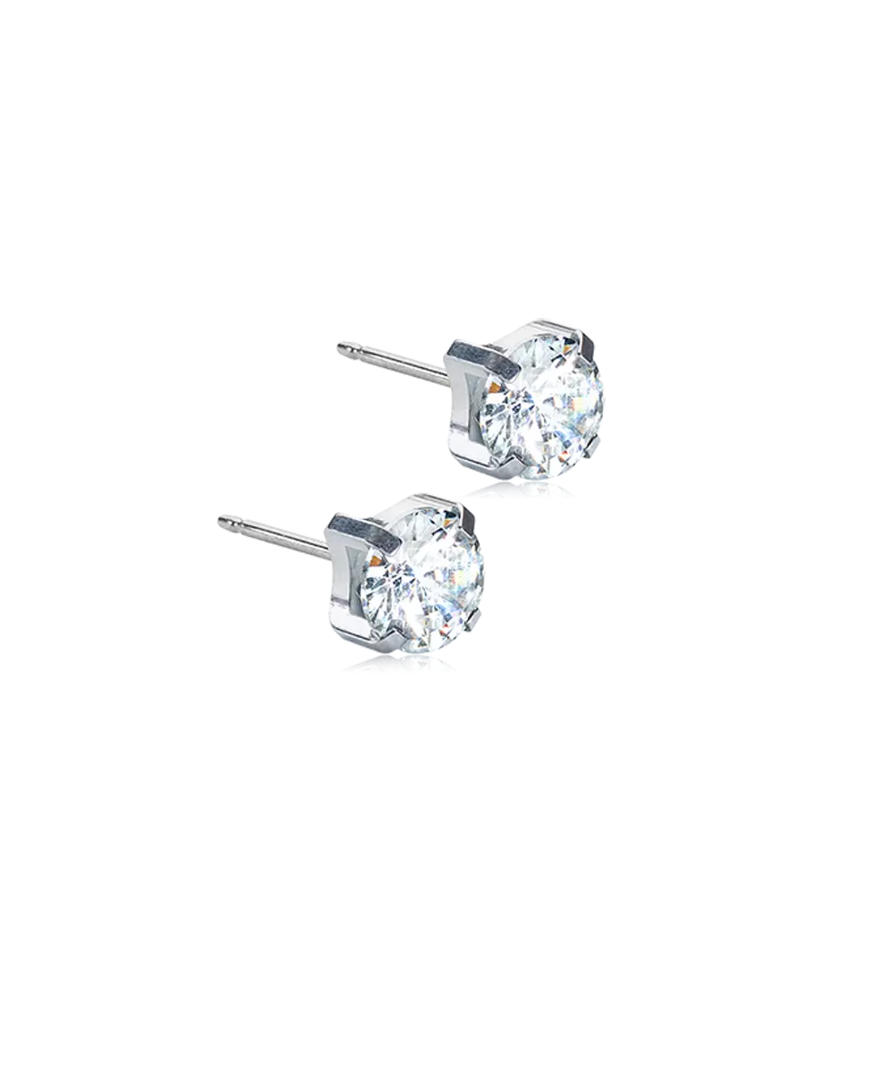 Silver Titanium Cubic Zirconia Tiffany Earrings