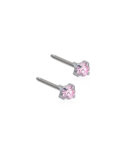 Load image into Gallery viewer, Silver Titanium Tiffany Light Rose Cubic Zirconia Earrings 3mm

