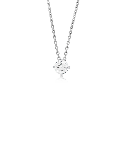 Silver Tiffany 7mm White Cubic Zirconia Necklace