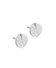 Load image into Gallery viewer, Silver Titanium Brilliance Split Crystal Earrings 8mm
