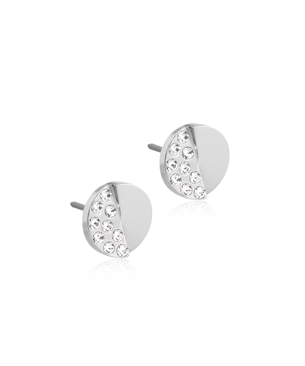 Silver Titanium Brilliance Split Crystal Earrings 8mm