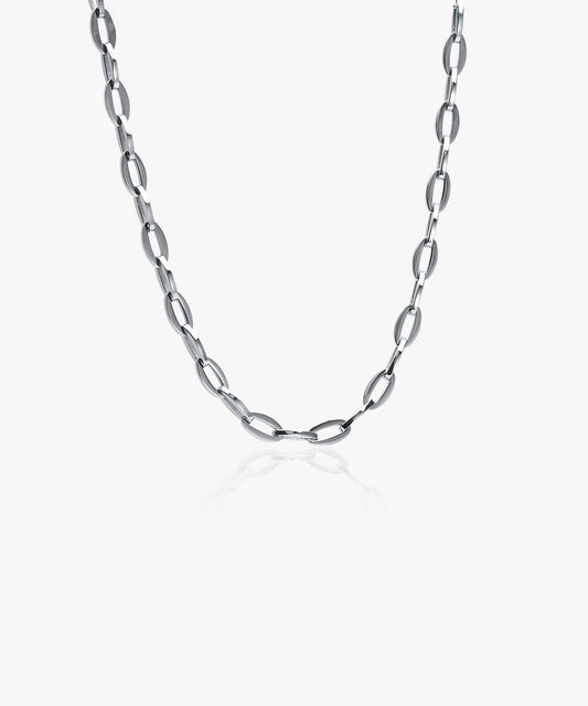 Silver Medium Link Necklace 52 cm