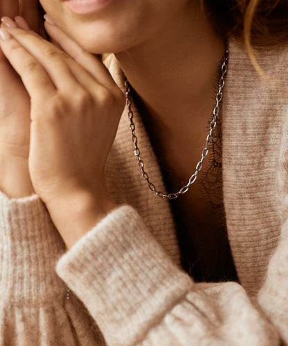 Silver Medium Link Necklace 52 cm
