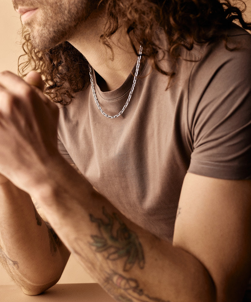 Silver Medium Link Necklace 52 cm