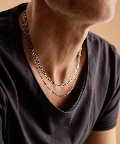 Silver Medium Link Necklace 52 cm