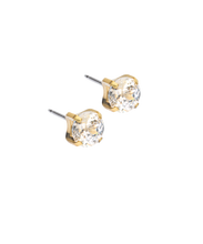 Load image into Gallery viewer, Gold Titanium Tiffany Warm Shimmer Cubic Zirconia Earrings
