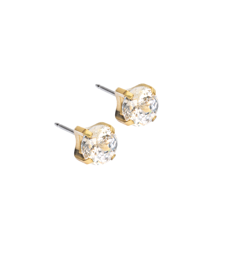 Gold Titanium Tiffany Warm Shimmer Cubic Zirconia Earrings