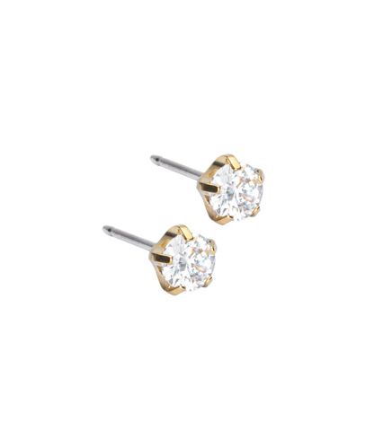 Gold Titanium Tiffany Precious White Cubic Zirconia Earrings
