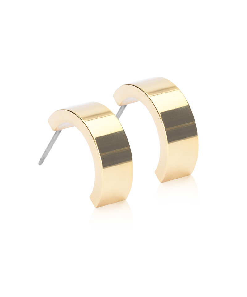 Golden Titanium Pendant Plain Grand Curved Earring